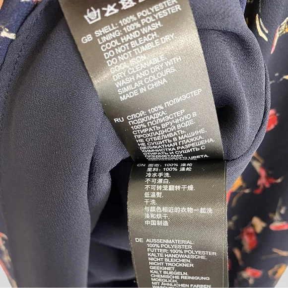 Reiss Navy Louise Floral Print Mesh Trim Dress NWT - Picture 8 of 9